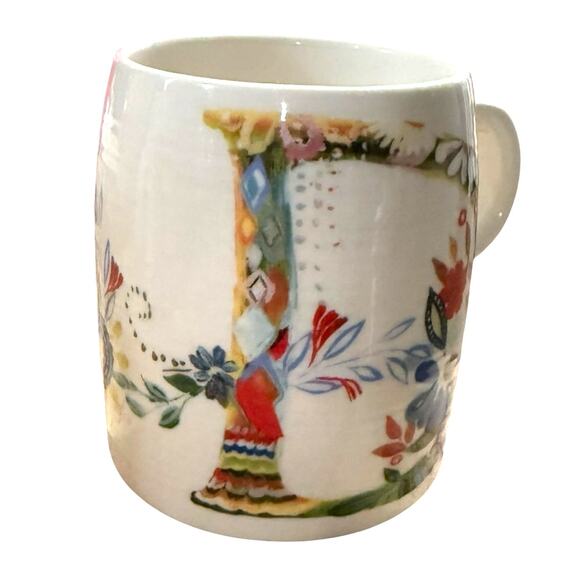 Anthropologie Starla M Halfmann Letter D Monogram Petal Palette Coffee Tea Mug - Picture 3 of 10